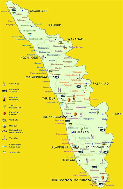 kerala tourist map.